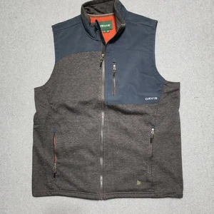 Orvis Jacket Men's L Large Vest 2SMX Fleece Lined Brown Hunting Orange Inside - Picture 1 of 11