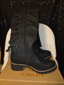 Neu Globalwin Damenstiefel hinten Schnürung Herbst Winter kniehohe Stiefel Größe 10 - Bild 1 von 5