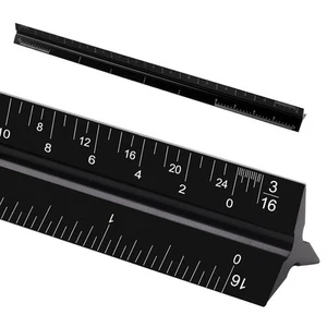 12" Architectural Scale Ruler, Aluminum Scale, Triangular black - Picture 1 of 7