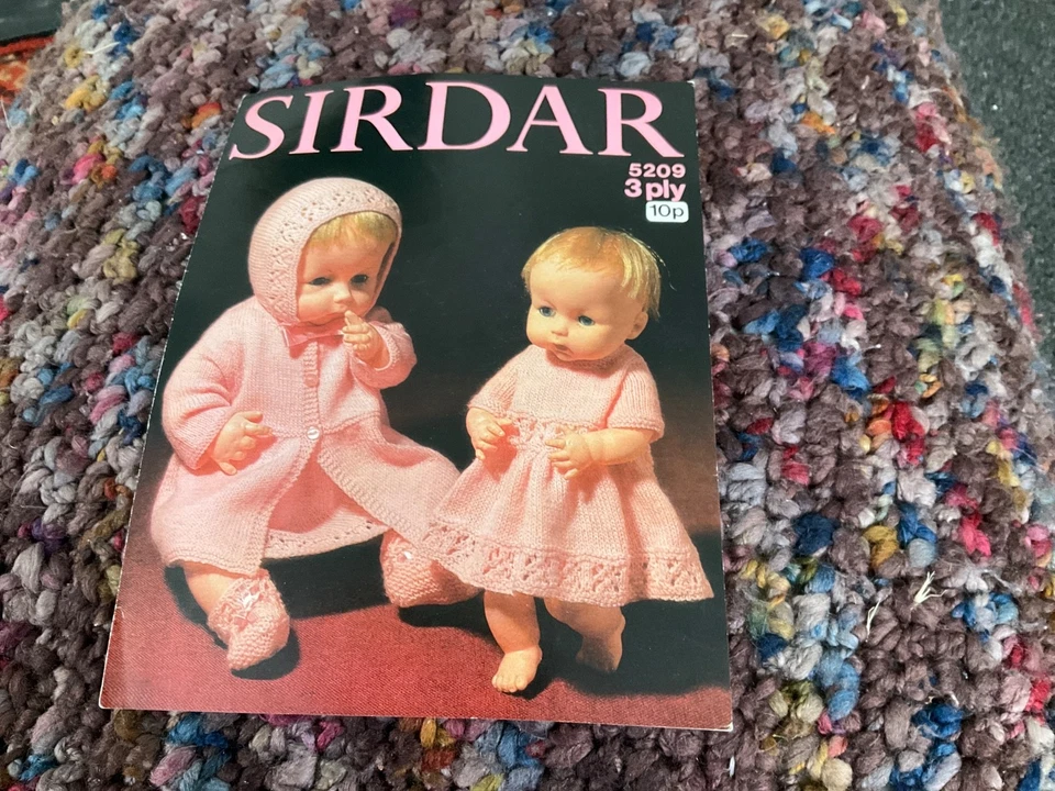 Sirdar 5209 Knitting Pattern**14 to 20" Doll Clothes**Dress*Coat*Bonnet*Bootees - Image 1 of 1