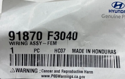 Conjunto de cableado fem piezas originales Hyundai 91870-F3040 91870-F3040 Foto 1 de 4