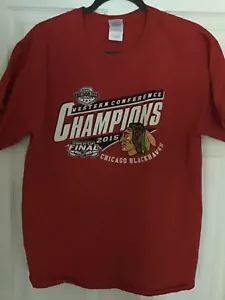 T-Shirt Chicago Black Hawks 2015 rot Herren Large SS Western Conference Champions - Bild 1 von 3