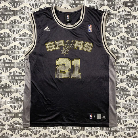 Adidas Tim Duncan San Antonio Spurs Jersey Black Gold Trophy Finals 21 NBA Men L Cover