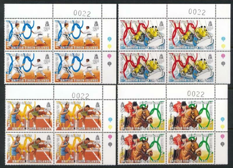 ISLAS VÍRGENES 683-686 COMO NUEVO CASI NUEVO BLOQUES DE PLACAS DE 4 CABALLOS OLÍMPICOS 1992 Foto 1 de 1
