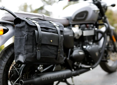 Equipaje bolsa de sillín universal para Royal Enfield INT 650, negro bala NUEVO individual Foto 1 de 4