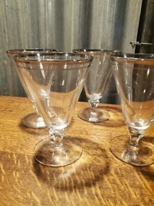 Mid century modern silver rim goblets glasses set of 4 - Picture 1 of 3