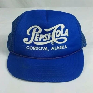 Pepsi Cola Mesh Trucker Hat Cordova Alaska Vintage - Picture 1 of 4