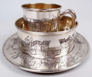 Juego de bebé Blackinton Morss 999 711 724 taza cuenco plato plata esterlina americana - Imagen 1 de 12