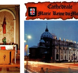 Estatua de la calle catedral María Reina del Mundo Montreal Quebec postal vintage - Imagen 1 de 6