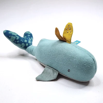 Moulin Roty Josephine the Whale Plush Baby Rattle from Le Voyage D'Olga 7.5" - Image 1 of 4