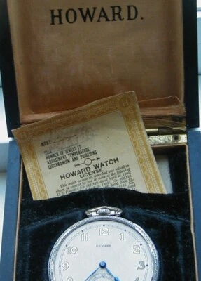 E.HOWARD WHITE GOLD FILLED SIGNED CASE WOODEN SELLING BOX & PAPERS AND SERVICED  - Image 1 of 4