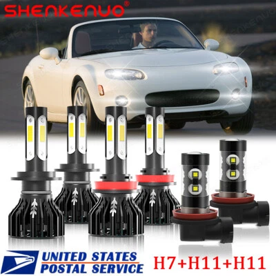 For Mazda MX-5 Miata 2006-2014 LED Headlights High Low Beam+Fog Light Bulbs Kit - Image 1 of 4