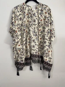 Tunic Women Floral Embroidered Sheer With Tassels One Size Fit Most NWT - Picture 1 of 3