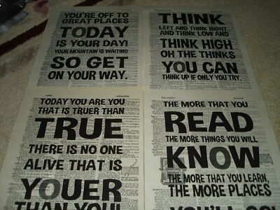 DR SEUSS Citações Inspiradoras ARTE EM SALA DE AULA -4 DIFERENTES Sonho Grande - Imagem 1 de 4