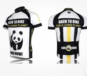 Panda Novelty Cycling Jersey Men XL Short Sleeve Bike Top White Bicycle Shirt - Picture 1 of 14