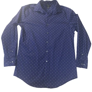 Alfani Slim Fit Dress Shirt Men's Navy Geometric Size M (15-15.5, 32-33) #1190 - Picture 1 of 10