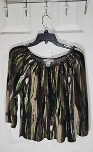 Claudia Richard Women's M 90s Y2K Style Brown Elastic Neckline Gothic Grunge Emo - Picture 1 of 5