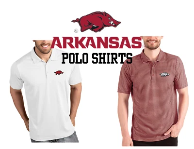 Arkansas Razorbacks NCAA Antigua Polo Golf Shirts NEW with Tags (Red/White) - Image 1 of 3