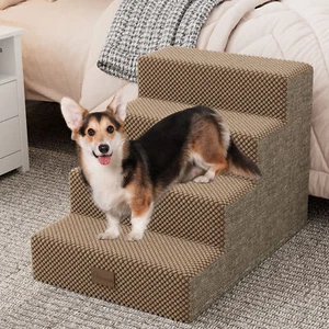 4 STEPS Scale per Cani Scale per Animali Domestici Gradini per Letto e Divano con Tavole di Supporto - Foto 1 di 8