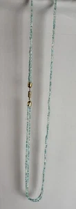 Vintage Handmade Blue and White 2 Strand Glass Bead Necklace - Picture 1 of 4
