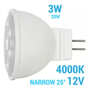 Satco S9282 3W MR11 LED 25° Degree 4000K Cool White 12V 2-Pin Bi-Pin GU4 - Picture 1 of 5
