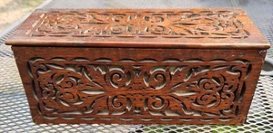 Antique Oak Fretwork Candle Box.  - Picture 1 of 5