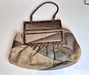 FENDI WILDLEDER/LEDER CONVRT SCHULTERTASCHE CLUTCH TAUPE/BEIGE MIT ORIGINAL PAPIEREN - Bild 1 von 5