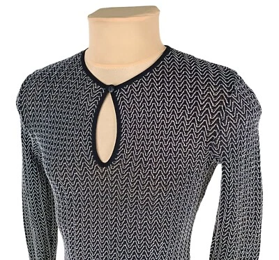 Wolford кружева женщин черный/белый зигзаг длинным рукавом Топ футболка размер S - Изображение 1 из 4