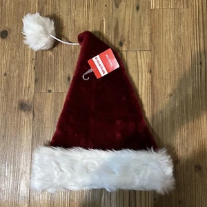 Santa Hat Adult Size Festive Holiday Red White Pom Pom Santa Claus Party NEW - Picture 1 of 1