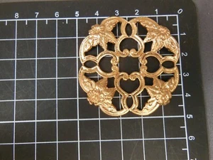 Large Filigree w/flowers medallion Brass stamping jewelry finding (osb0057) - Picture 1 of 3