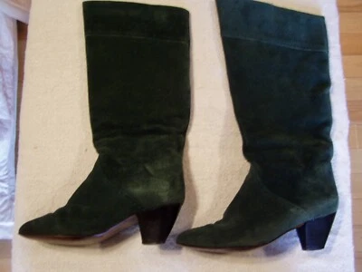 BOTAS DE GAMUZA VERDES HASTA LA RODILLA VINTAGE PARA MUJER TALLA 71/2 B HECHAS POR PEDRO FLUSCA  Foto 1 de 4