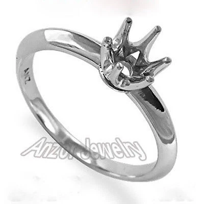 950 Platinum Handmade Six-Prong Knife Edge Ring Mounting SIZES 4 TO 9.5 # R1773 - Image 1 of 4