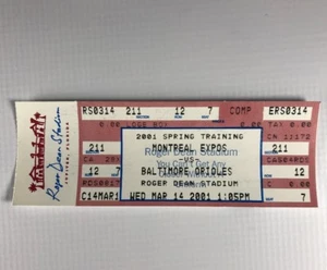 Biglietto allenamento primavera Baltimore Orioles Montreal Expos 2001 inutilizzato 14/03/2001 - Foto 1 di 4