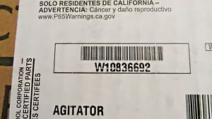 AGITADOR DE LAVADORA Whirlpool - oem Parte No. W10836692 - ¡NUEVO! (Caja abierta) - Imagen 1 de 8