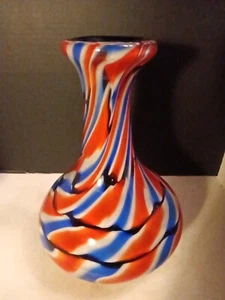 Vintage Stunning 12" Tall Hand Blown Art Glass Art Deco Vase. Beautiful  - Picture 1 of 14