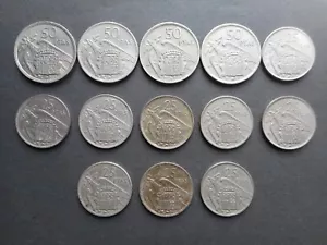 Spain 25,50 Pesetas 1957 Francisco Franco (Lot of 13 Coins) (KM# 787, KM# 788) - Picture 1 of 2