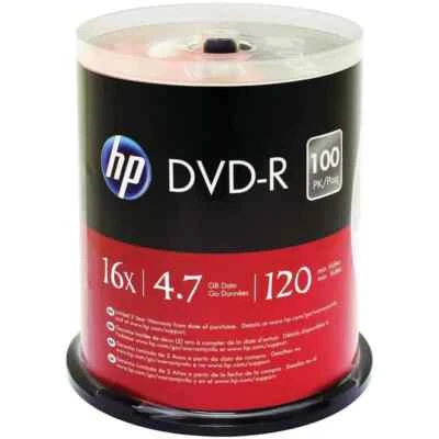 200 HP  DVD-R DVD 16X Blank 4.7GB White Inkjet Printable Disc Spindle Cake Box - Image 1 of 3