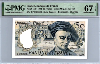 France, Banque de France "TOP POP" 50 Francs 1992 Pick# 152F PMG 67 Gem Unc - Image 1 of 4
