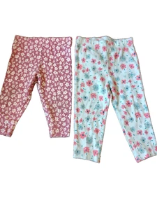 2 pack Carters Floral pink blue Leggings Pants Girls size Size 9 months - Picture 1 of 6