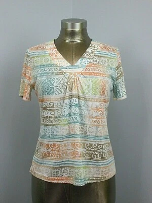 Alfred Dunner V-Neck Beaded Top Womens Size PS Chest 38 Short Sleeve 307-22988 - Image 1 of 4