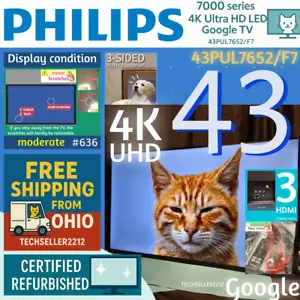 Philips 43" Class 4K Ultra HD (2160p) Google Smart LED TV (43PUL7652/F7) Remote - Picture 1 of 23
