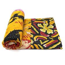 Vintage Quilt Indian Handmade Organic Cotton Counterpane Blanket Throw
