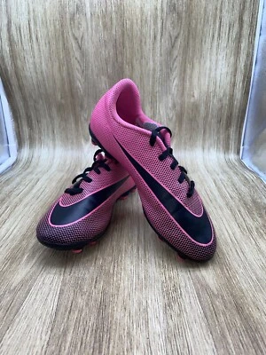 Nike Girls Bravata Style # 84442-600 Sz 5Y Pink  Soccer Cleats Used Item - Image 1 of 4