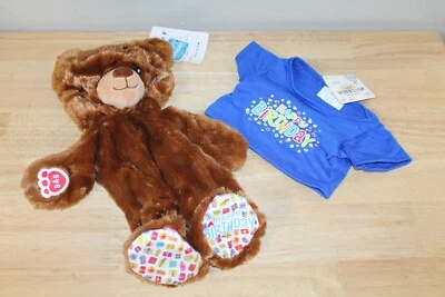 BUILD-A-BEAR WORKSHOP Build-A-Bear Happy Birthday Brown Birthday Bear VI UNSTUFFED Plush & BLUE SHIRT