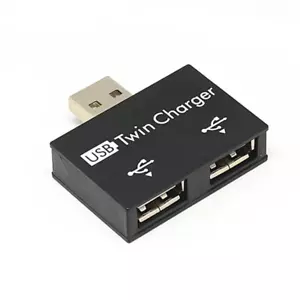 USB Male to Twin Charger Dual 2 Port USB Charging Splitter Hub Adapter Converter - Picture 1 of 4