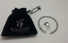 BLACKJACK Bracelet Men's Silver High Polished Stainless Steel Link Chain 8.5 Inc