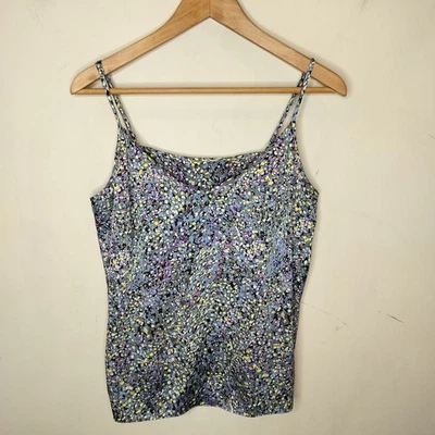 Chico's Silk Blend Tank Top Medium Spotted Speckled Camisole Blue Pink - Image 1 of 4