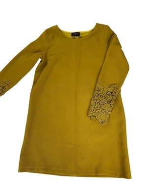 Anthropologie Everly Dress Size Small Crochet Sleeve Mustard Yellow - Image 1 of 4