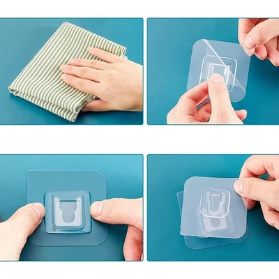 GANCI GANCIO IMPERMEABILE APPENDI ASCIUGAMANI SENZA VITI ADESIVI TRASPARENTI ck - Immagine 1 di 4