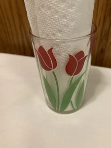 Vintage Swanky Swig Red Tulips Juice Glass By Kraft Foods - Picture 1 of 3
